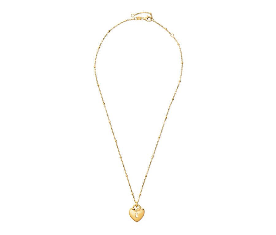 Goldene 925 Silber Kette Herz mit Schlüsselloch.