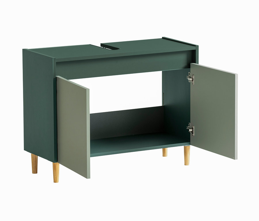 Waschbeckenunterschrank »Lovis«, waldgrün/pistazie, 80 cm, mit offenen Türen.