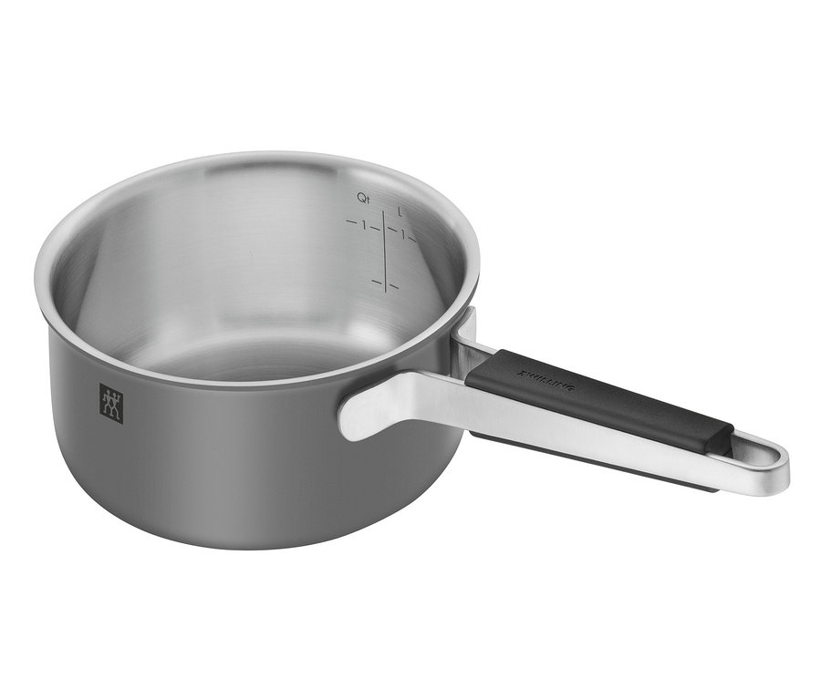 Grauer ZWILLING PURE Kochtopf aus Edelstahl, Teil eines 5-teiligen Sets.
