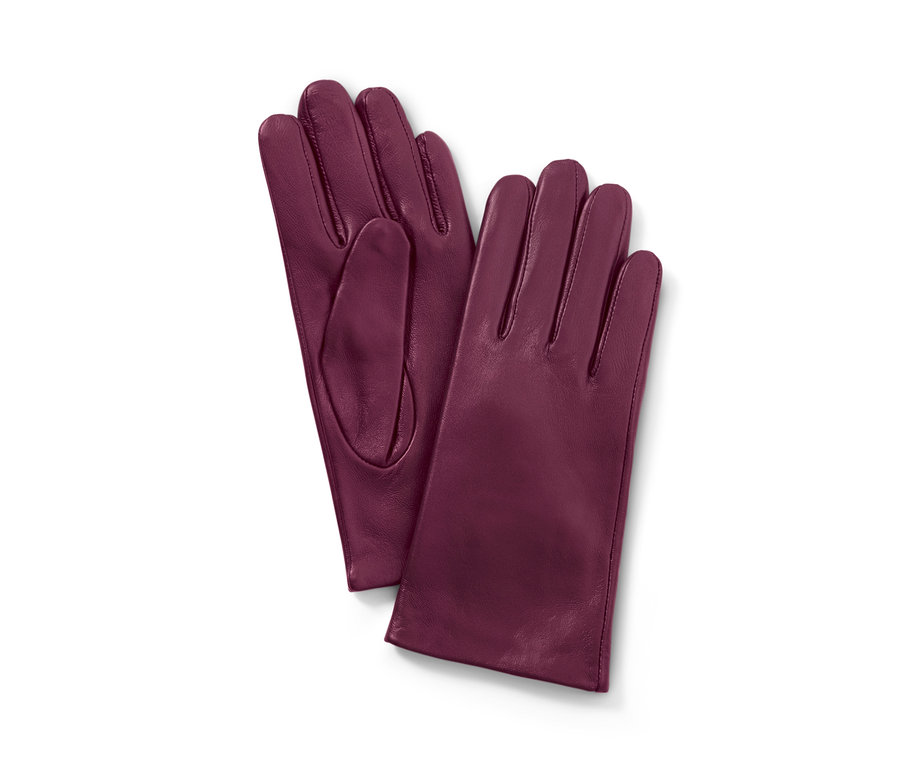 Zwei Lederhandschuhe, Berry.