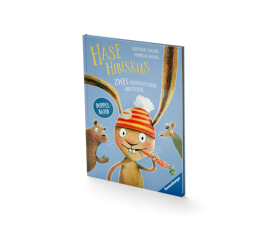 Cover des Buchs »Hase Hibiskus« mit einer Illustration eines Hasen mit einer Karotte.