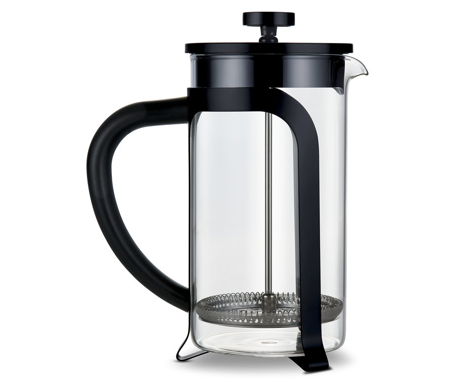 Schwarze Siebstempelkanne 800 ml, 6 Tassen.