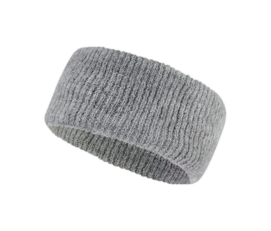 Graues Strick-Stirnband.