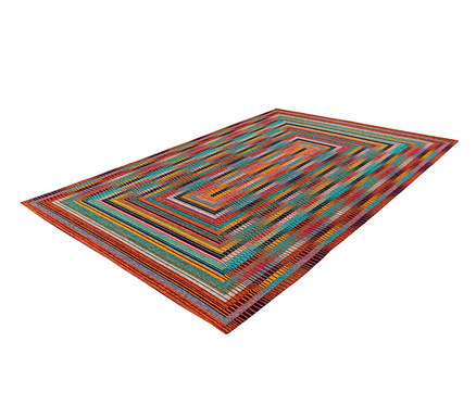 Ein Kayoom Kurzflorteppich »Primavera 125« mit einem geometrischen Muster in verschiedenen Farben.