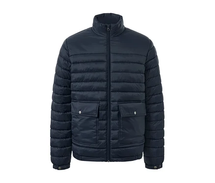 Marineblaue Steppjacke.