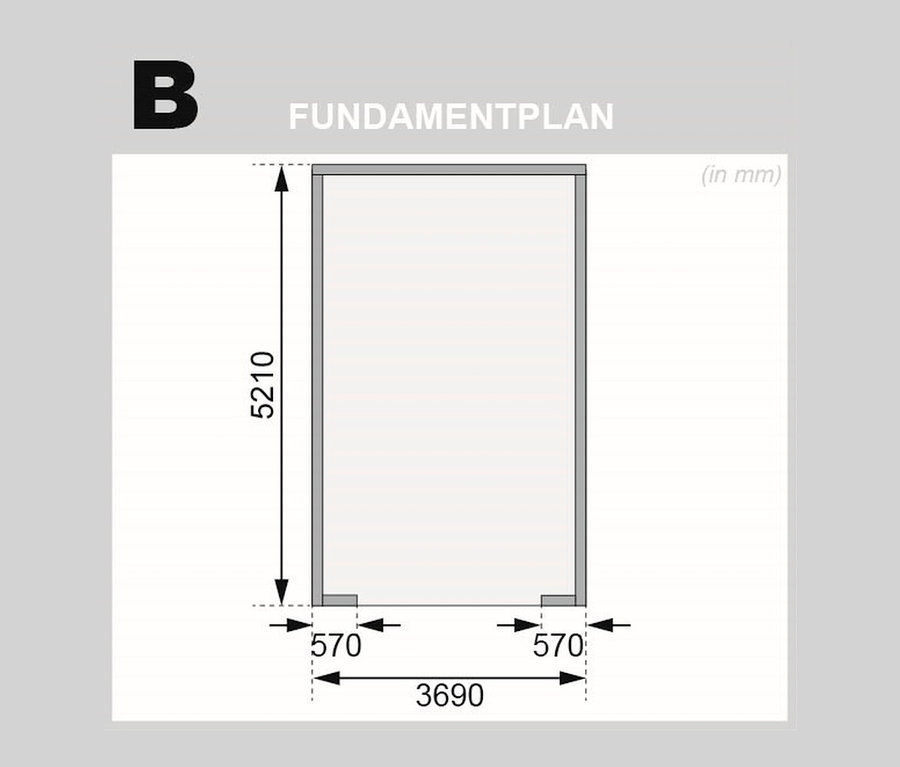 Grundriss der Karibu Premium-Blockhausgarage mit Satteldach, 40 mm, (Geert), mit Maßangaben.