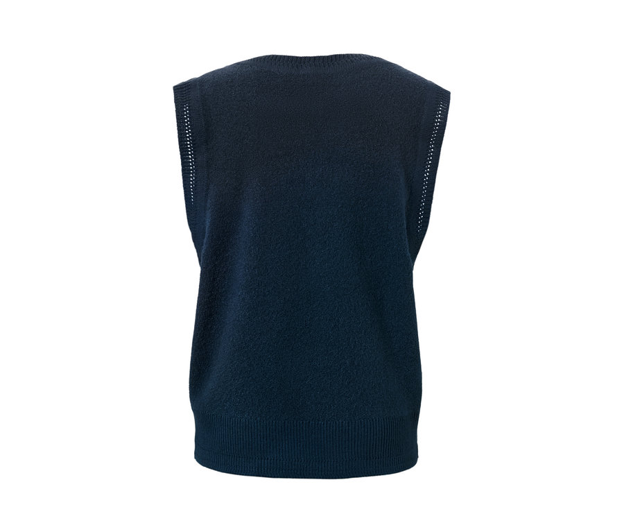 Marineblauer Strick-Pullunder in Boucléoptik.