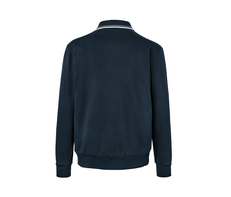 Marineblaues Sweatshirt mit Polokragen.