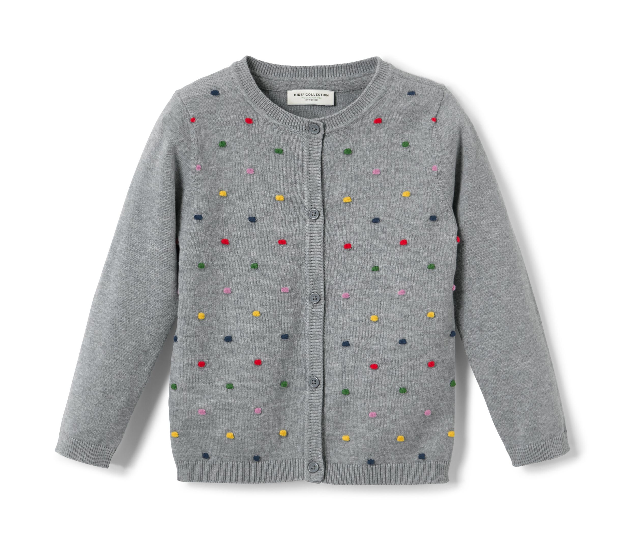 Tchibo - Kinder-Strickjacke - Mädchen - Gr. 98/104 - grau/gepunktet