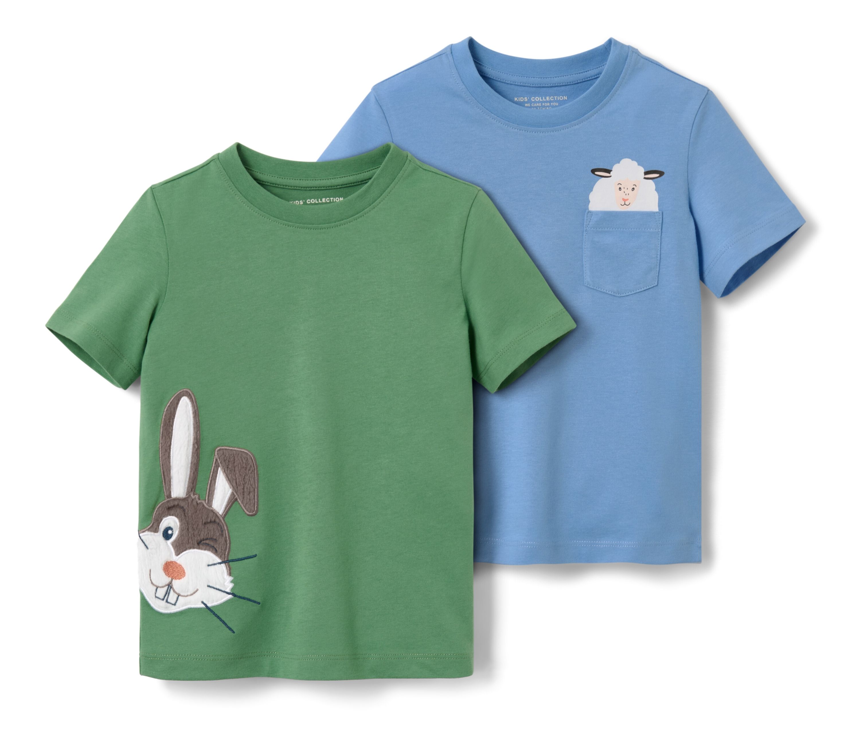 Tchibo - 2 Kinder-T-Shirts mit Applikation - Jungen - Gr. 98/104 - grün