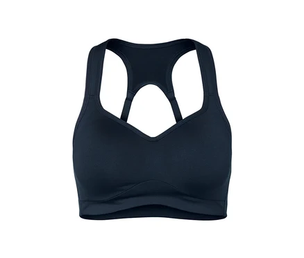 Marineblauer Sport-BH auf weißem Hintergrund.