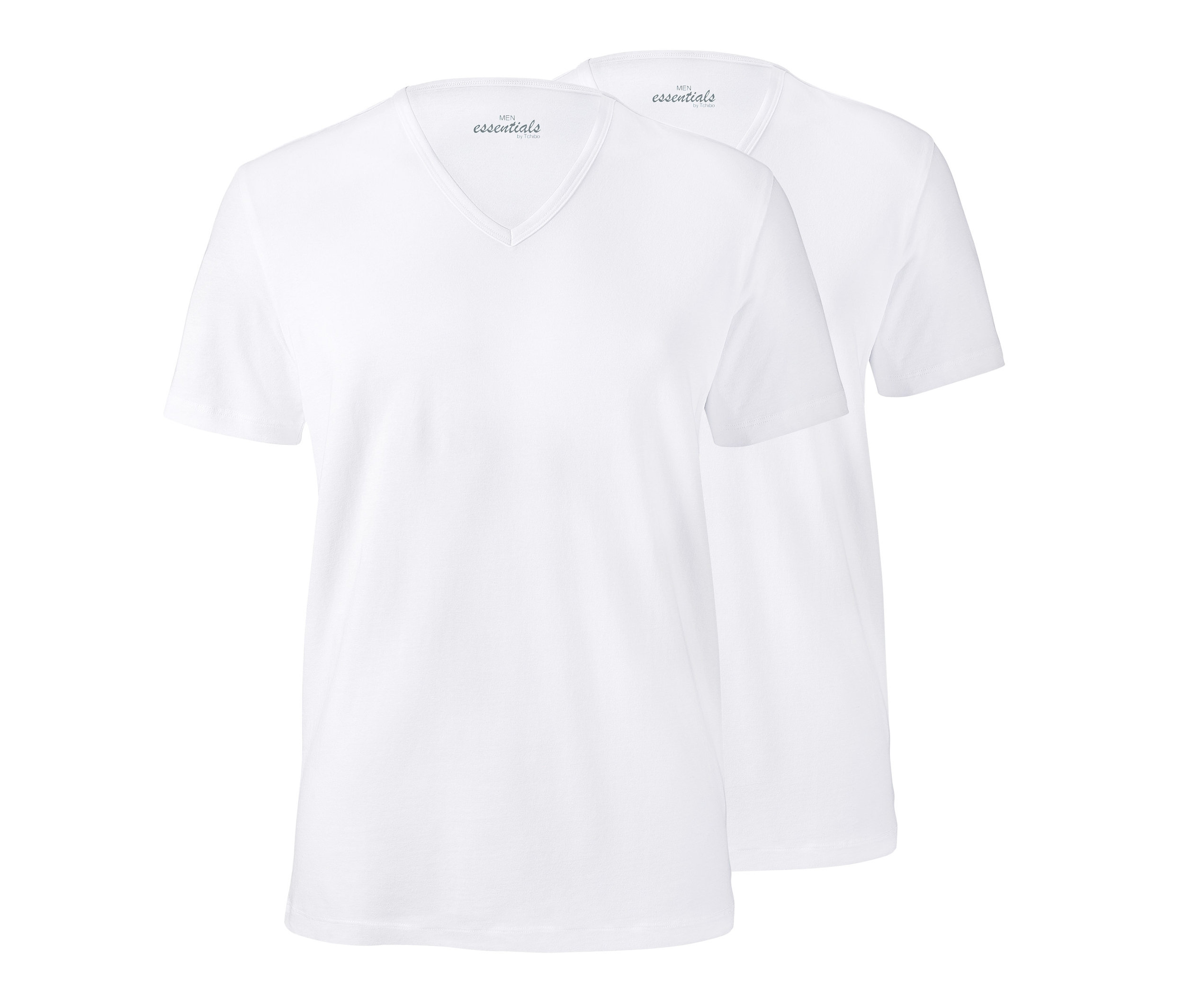 Zwei weiße Jersey-Halbarm-Unterhemden liegen übereinander.