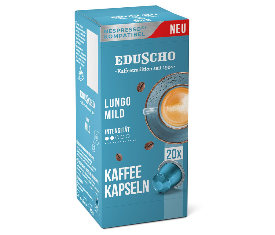 Eine Packung Eduscho Lungo Mild - 20 Kapseln.