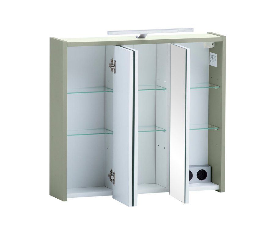 Geöffneter Spiegelschrank »Mono«, pistazie, mit Glasböden.