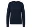 Marineblauer Pullover mit langen Ärmeln auf weißem Hintergrund.