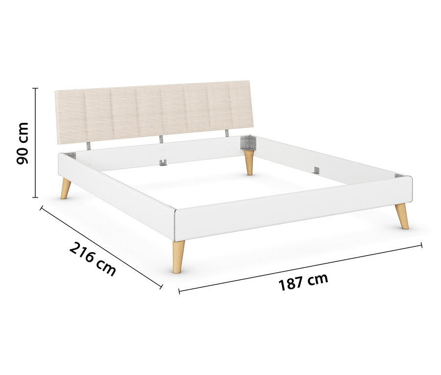 Weißes Bettgestell mit Polsterkopfteil »Mavi-Extra« von Rauch.