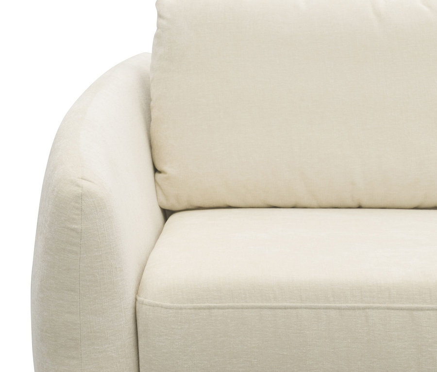 Detailansicht des cremefarbenen DOMO Ecksofas Longchair, rechtsbündig.