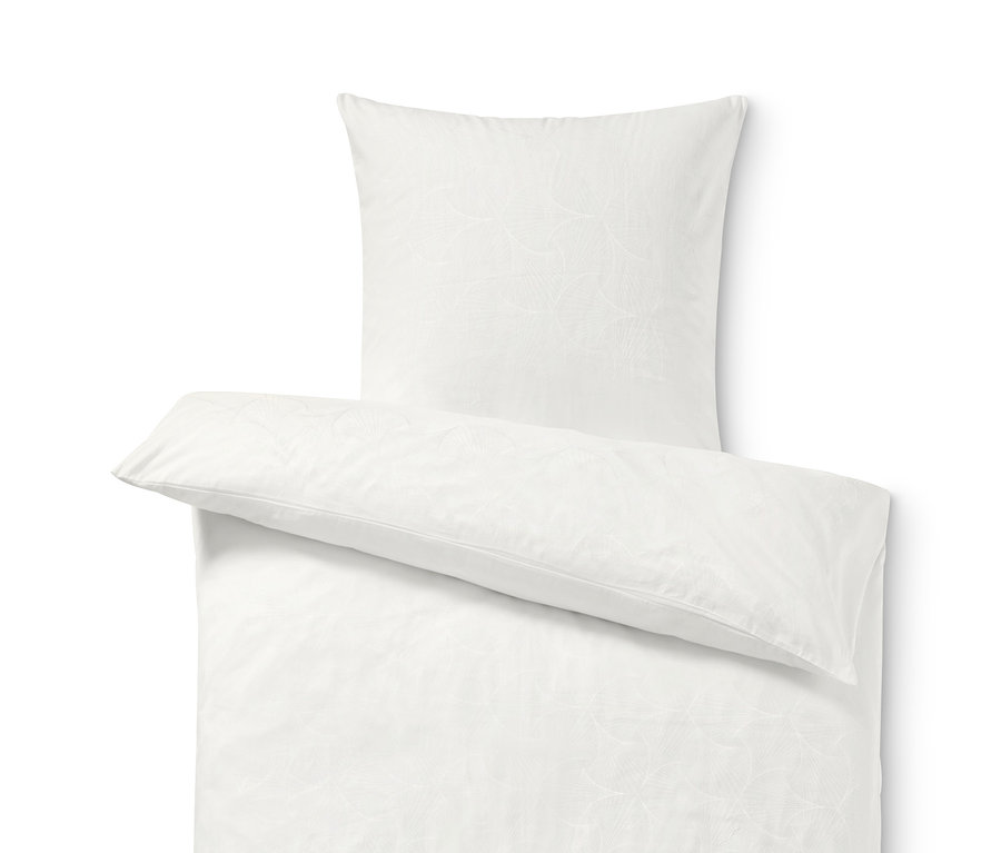 Weiße Premium-Jacquard-Bettwäsche.