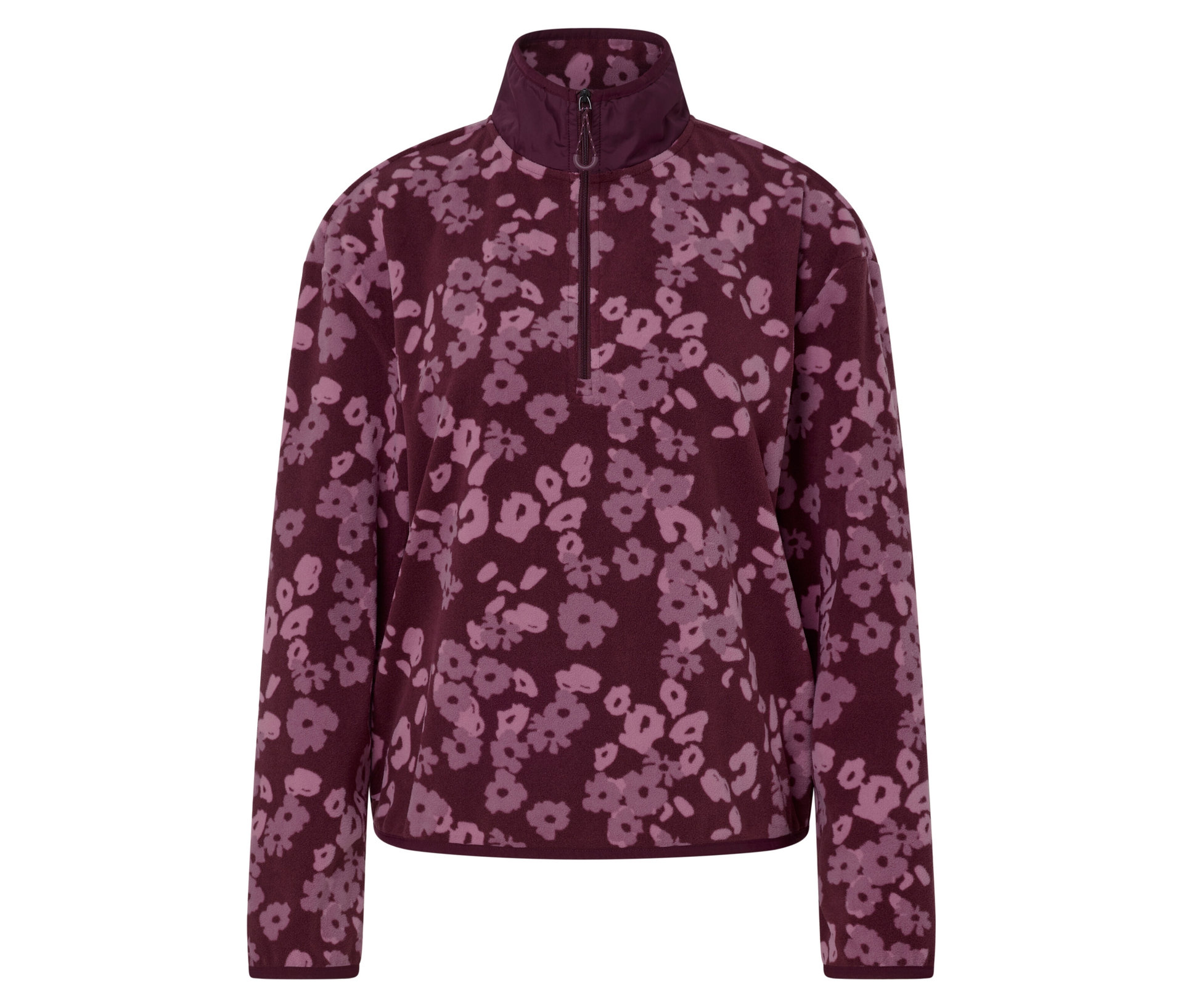 Fleece-Pullover - Damen - Gr. XL - rosé/print - rosé