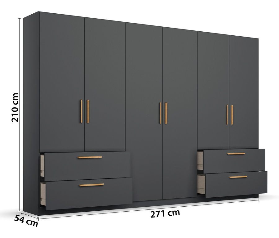 rauch Drehtürenschrank »Skandi«, 6-türig, grau metallic.