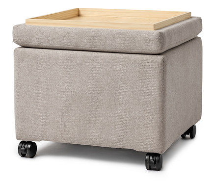 Pouf mit Rollen und Tablett
