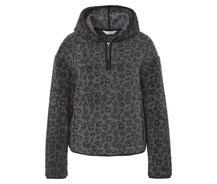 Teddypullover, Leo-Alloverprint anthrazit