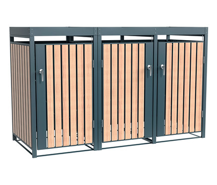 Mülltonnenbox mit Blumenkasten, 3er