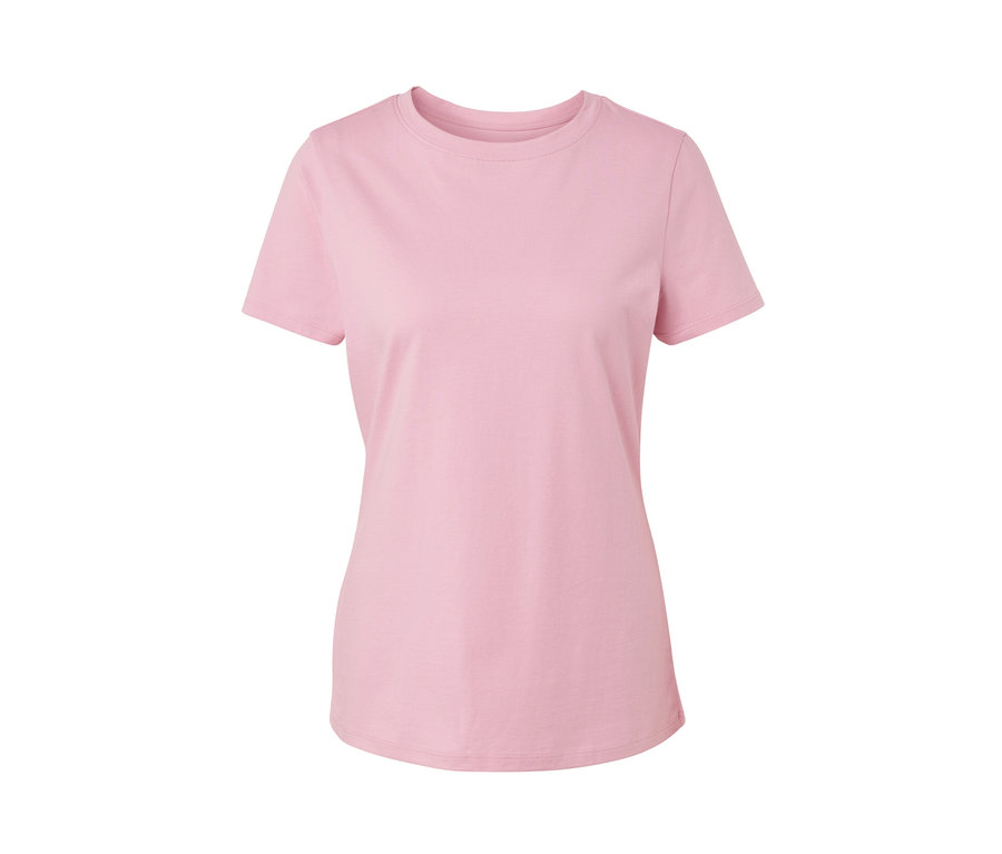 Rosafarbenes Basic T-Shirt auf weißem Hintergrund.