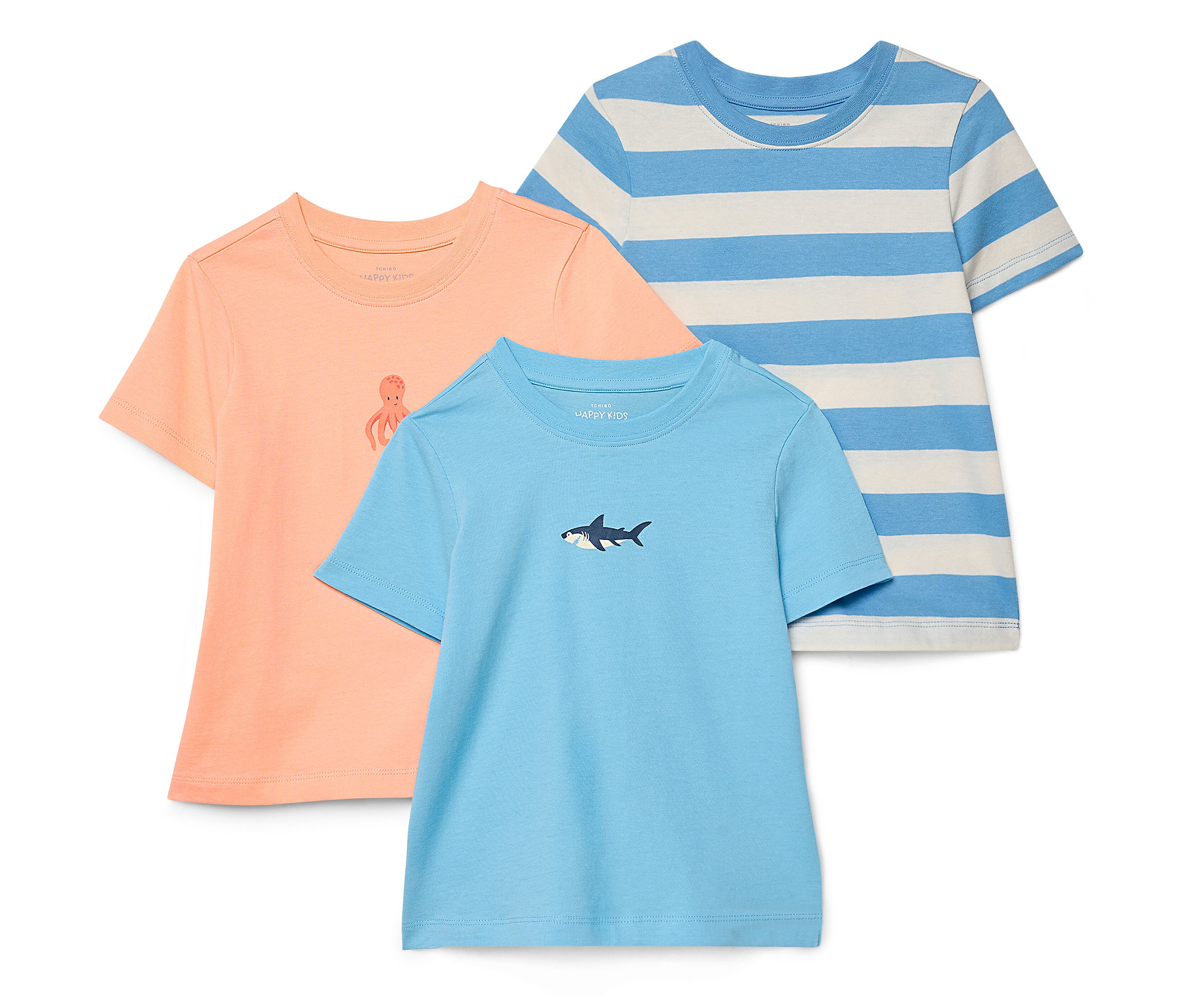Tchibo - 3 Kinder-T-Shirts - Jungen - Gr. 122/128 - blau