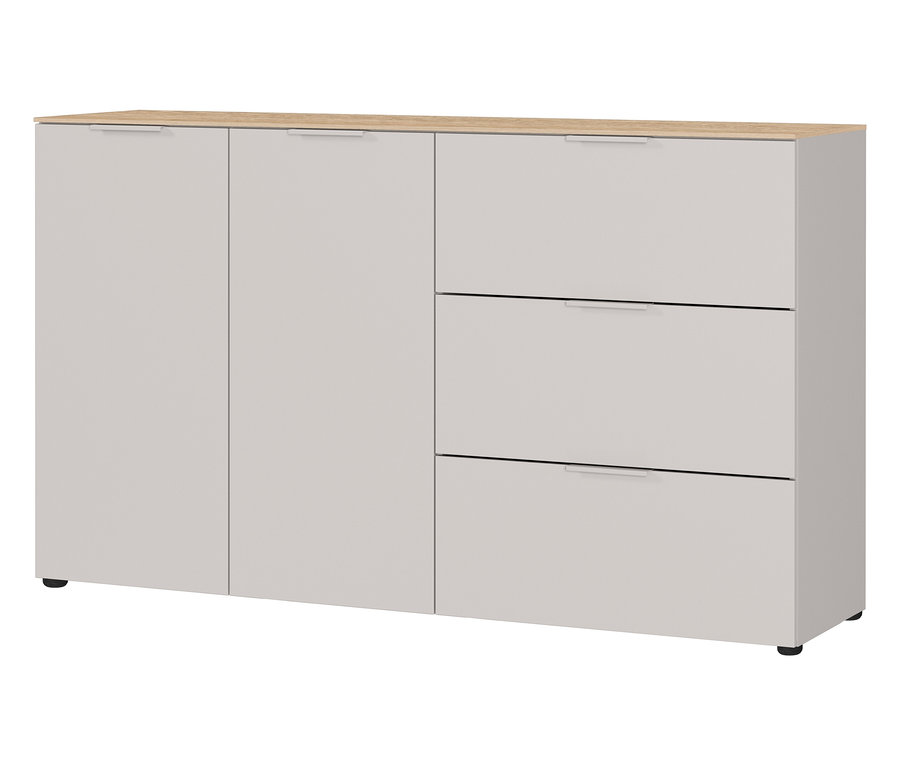 Das Sideboard »Savoca« in Kaschmir/Eiche hat drei Schubladen und zwei Türen.