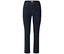 Dunkelblaue, eng anliegende Jeans mit geradem Bein und gelben Nähten.