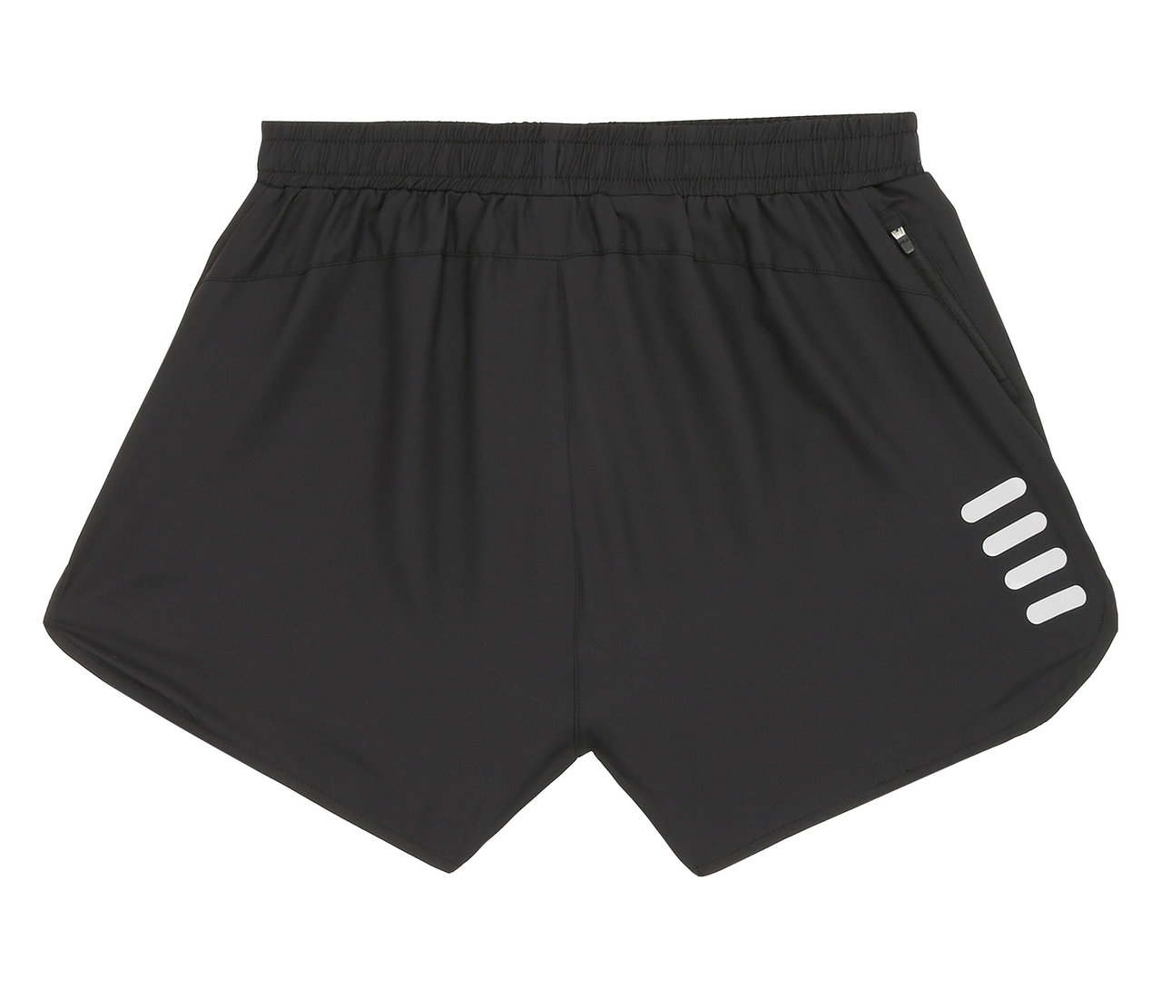 Nahaufnahme der schwarzen FILA Damen-Funktionsshorts mit weißen Streifen an der Seite.