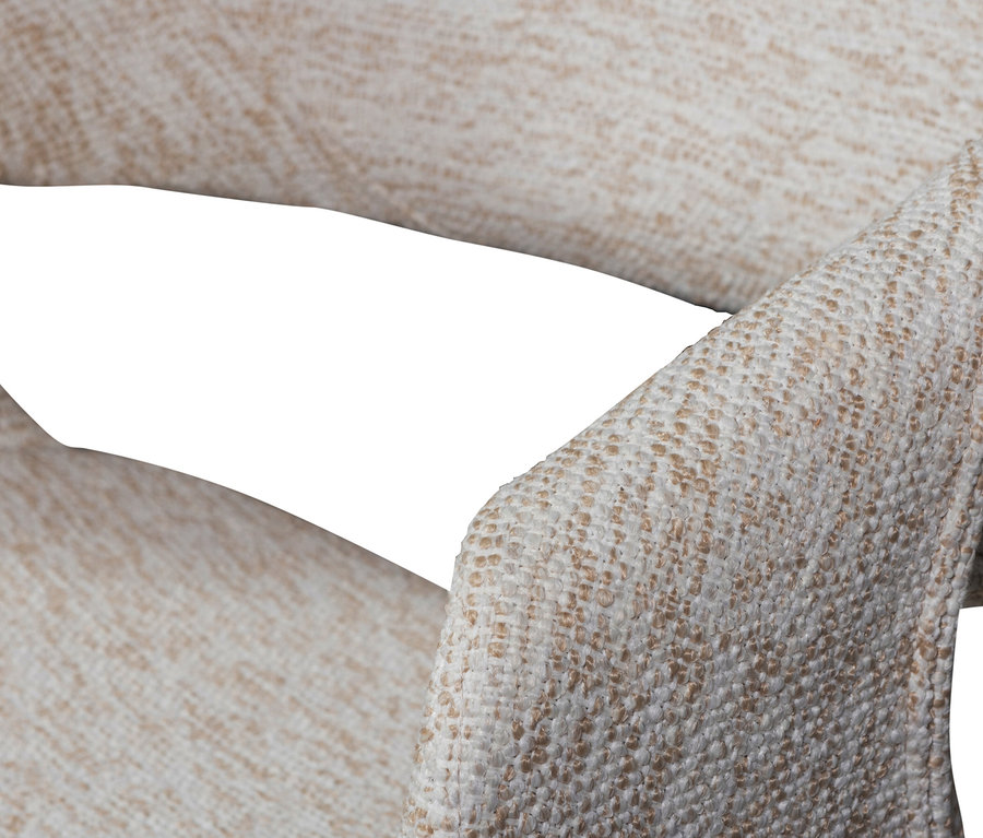 Detailansicht eines naturfarbenen WOOOD Esszimmerstuhls »Yossi« mit Holzfuß aus einem 2er-Set.