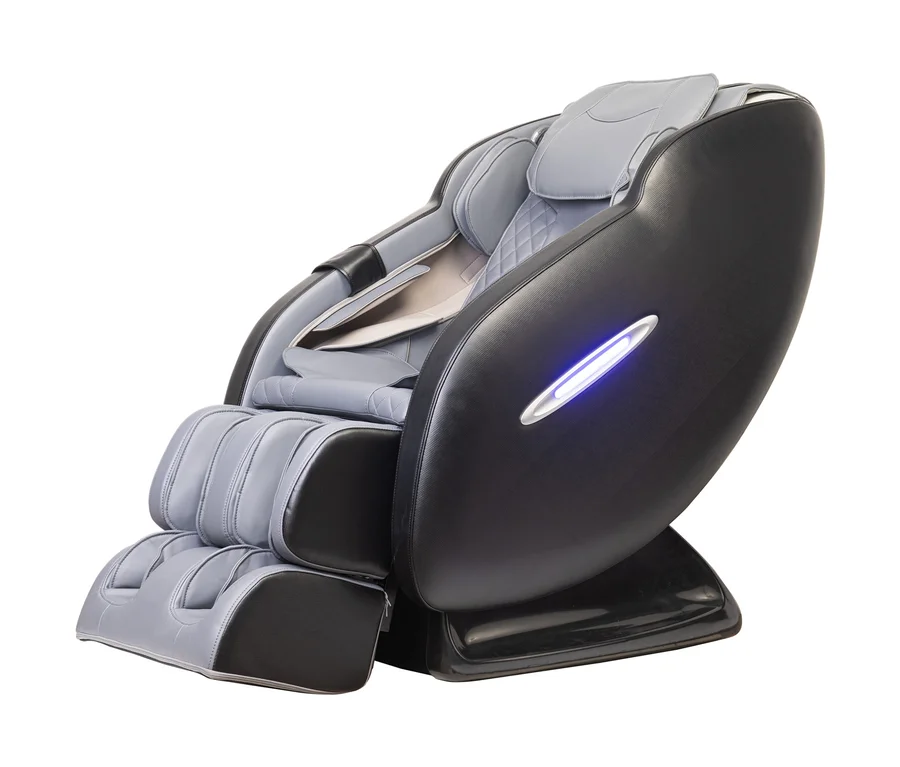 Ein grauer und schwarzer Alpha-Techno-Relax-Massagesessel »Alpha AT 8200«.
