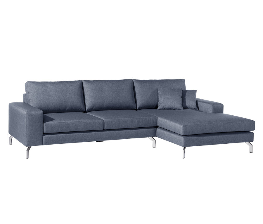 Blau-graues Max Winzer® Ecksofa mit Longchair rechts.