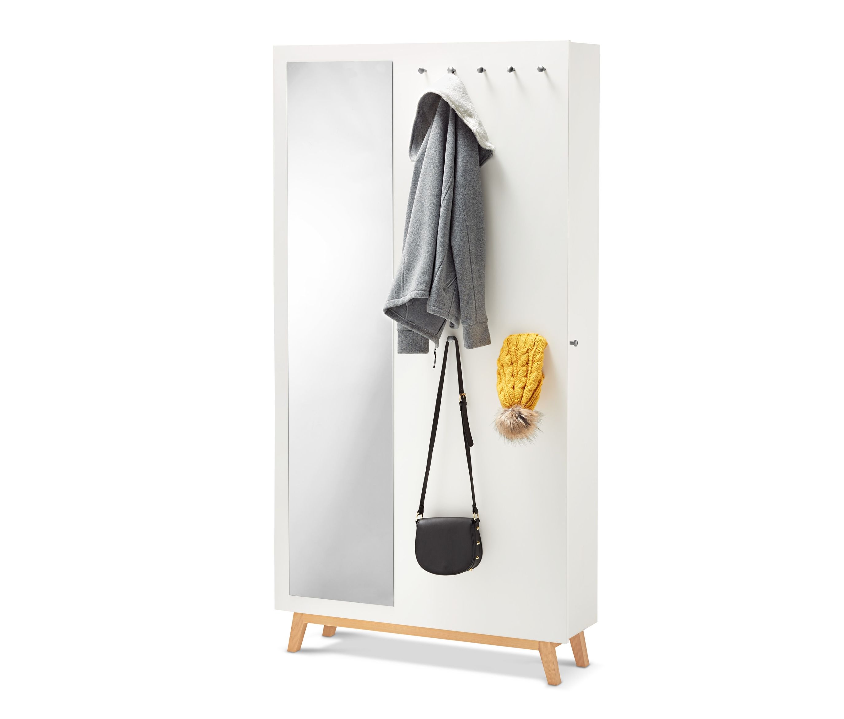 Tchibo - Multifunktionaler Flurschrank - 98,5x30,5x190cm - silber - Holz / Eschen-Massivholz / Metall