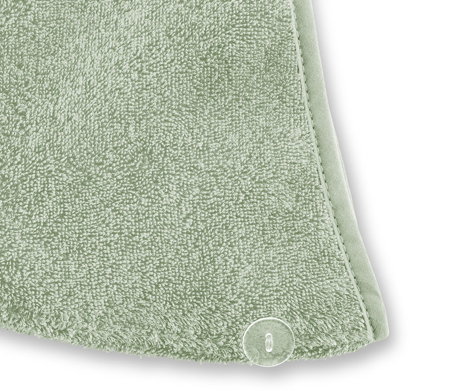 Detailaufnahme von einem grünen Turban-Handtuch.