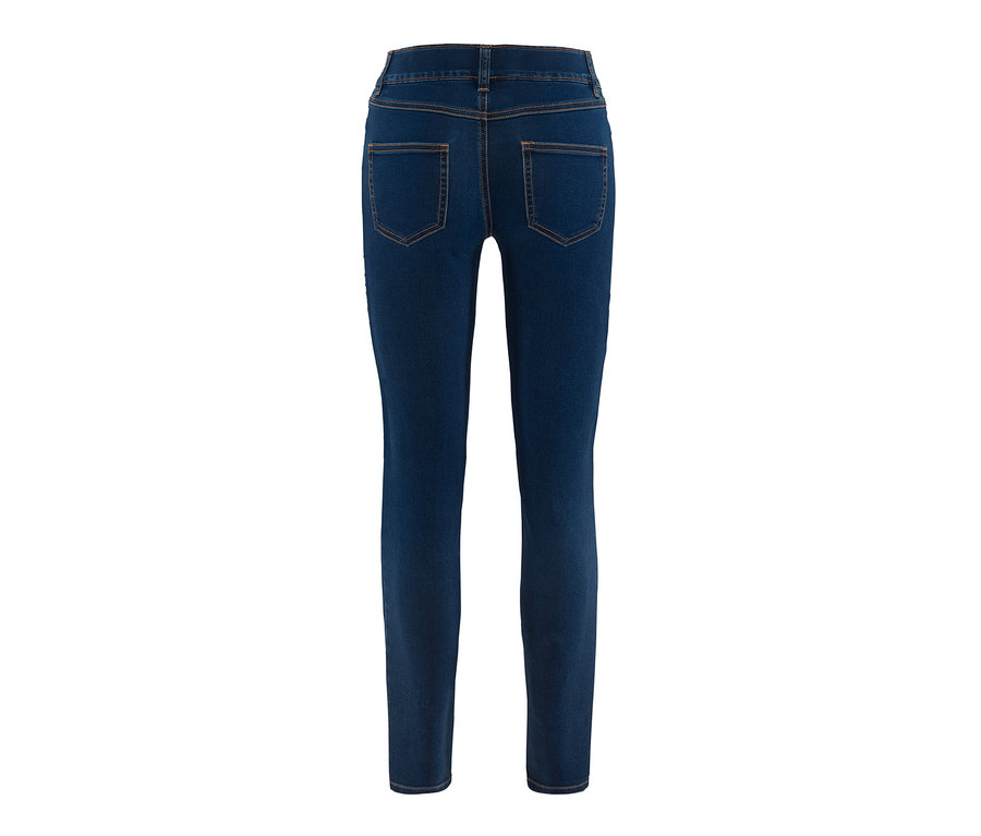 Dunkelblaue Jeggings von hinten.