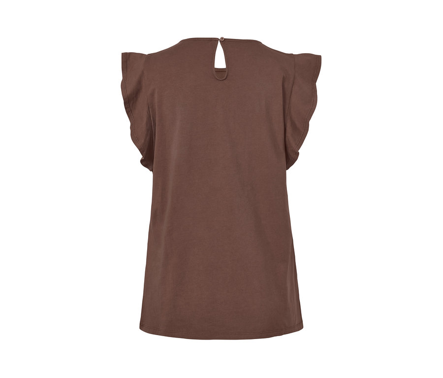 Braunes EarthColors®-Damen-Top mit Rüschenärmeln, 2er-Pack.