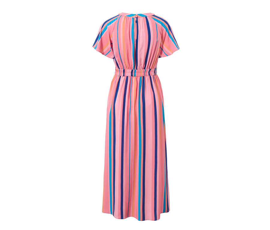 Detailansicht eines gestreiften Maxikleids.