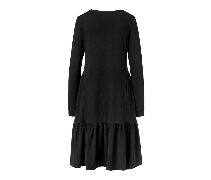 Schwarzes Sweatkleid mit Volant.