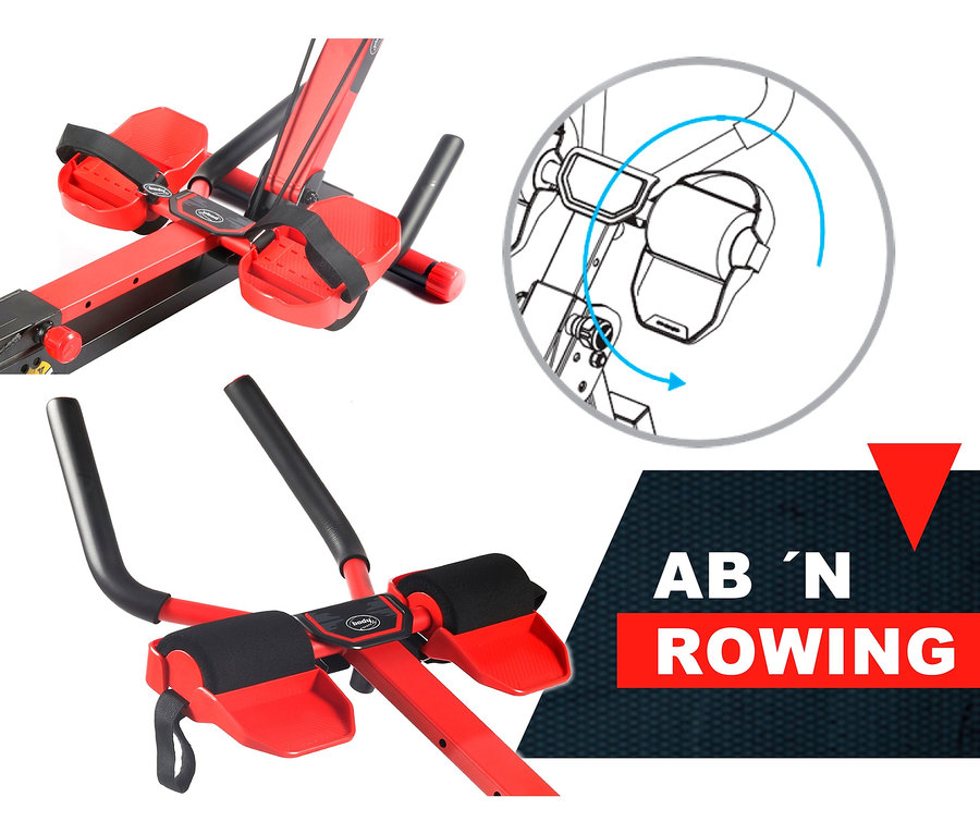 Rotes und schwarzes Body Coach 3-in-1-Fitnessgerät »AB'N ROWER«.