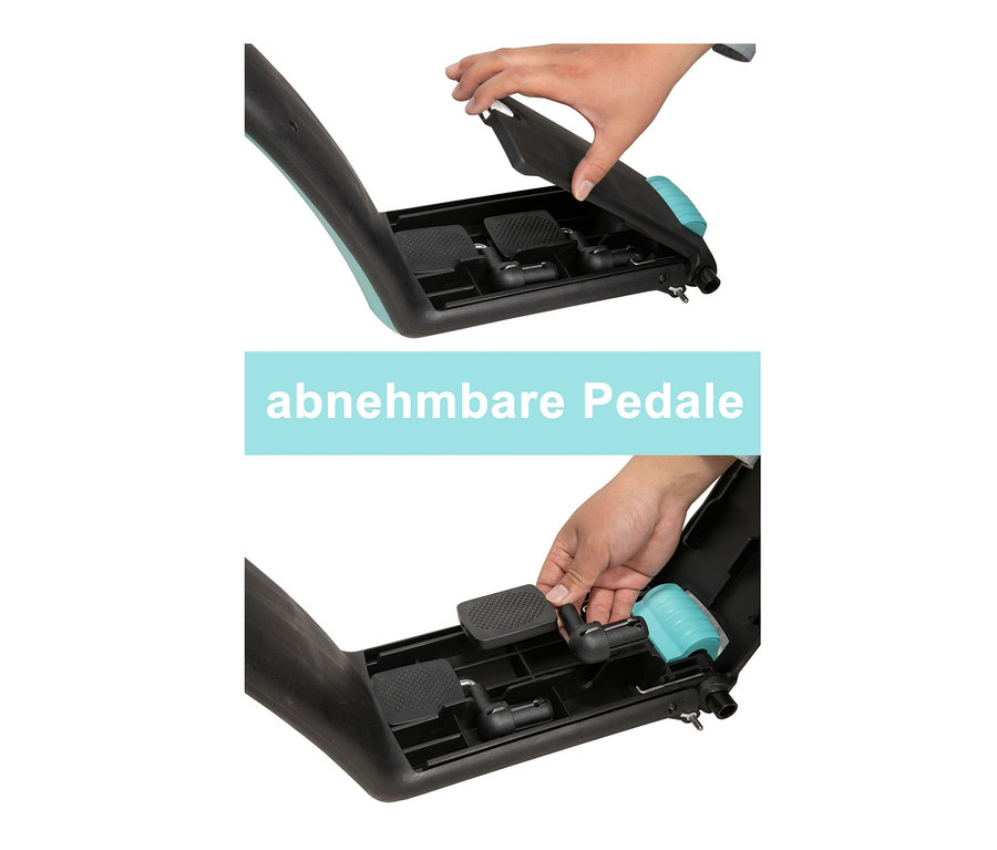 Hand befestigt Pedal an LA Sports 3-in-1-Laufdreirad.