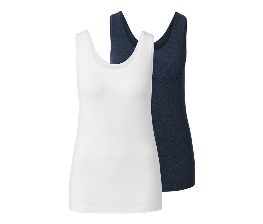 Zwei Hemdchen, eines in Weiß und eines in Dunkelblau.