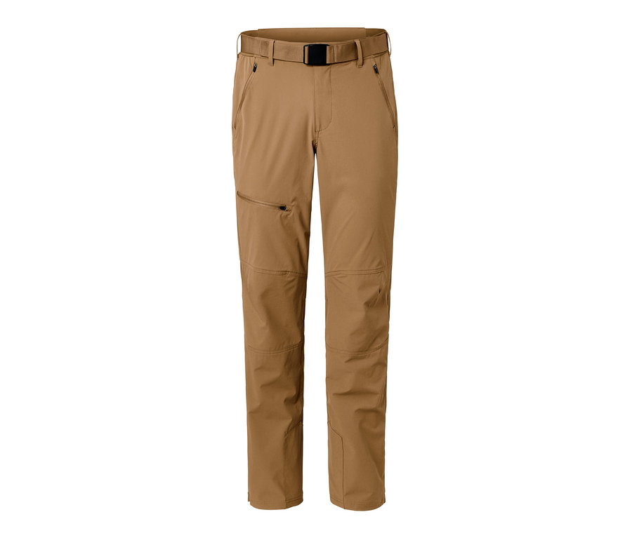 Braune Outdoorhose mit Gürtel.