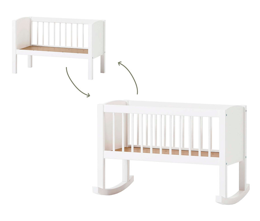 Eine Hoppekids Babywiege, ca. 40 x 80 cm, wird dargestellt.