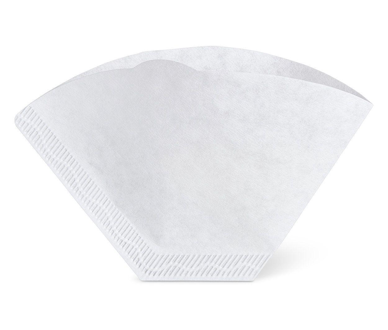 Ein einzelner, weißer Filterpapier Gr. 2 liegt vor einem weißen Hintergrund.