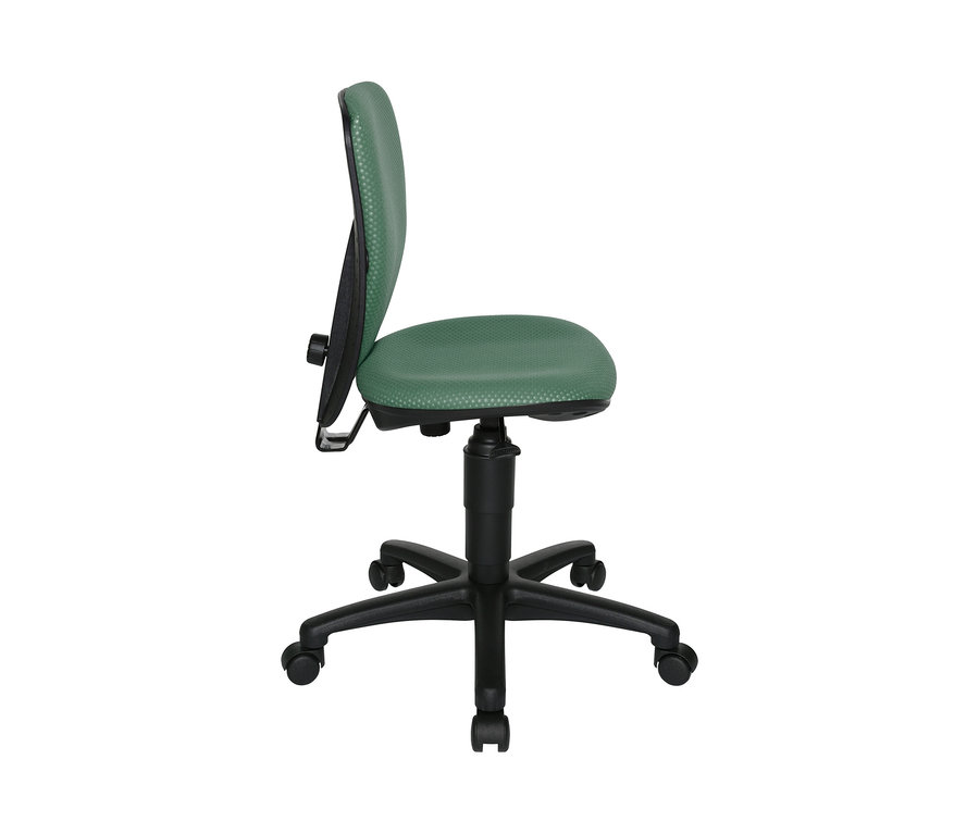 Seitenansicht des mintfarbenen Topstar Schreibtischstuhls »High S'Cool« mit schwarzem Gestell.