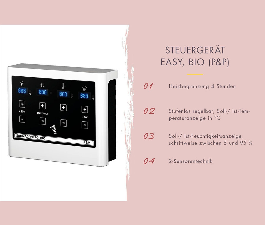 Karibu Sauna »Irina 1« Steuerung mit digitalem Display und Tasten.