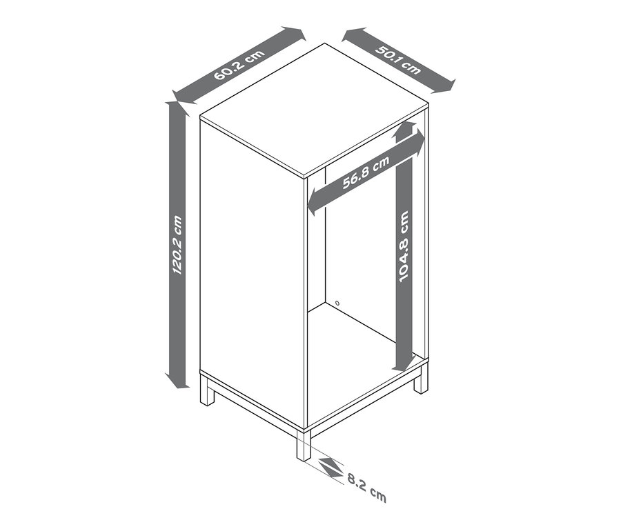 Abmessungen einer offenen Garderobe.